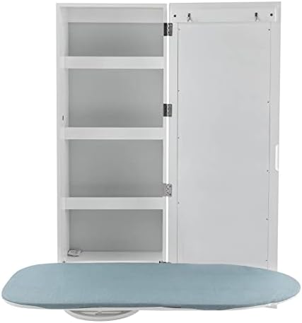 TdiriNar Wall Mount Ironing Board with 4 Storage Shelves and Mirror