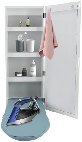 Wall Mounted Ironing Board with Storage Cabinet and Mirror
