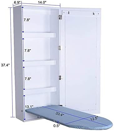 Wall-Mounted Ironing Board with Mirror