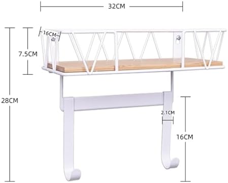 Ironing Board Holder with Removable Hooks - White