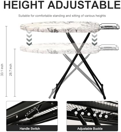 Foldable Ironing Board Adjustable Height White