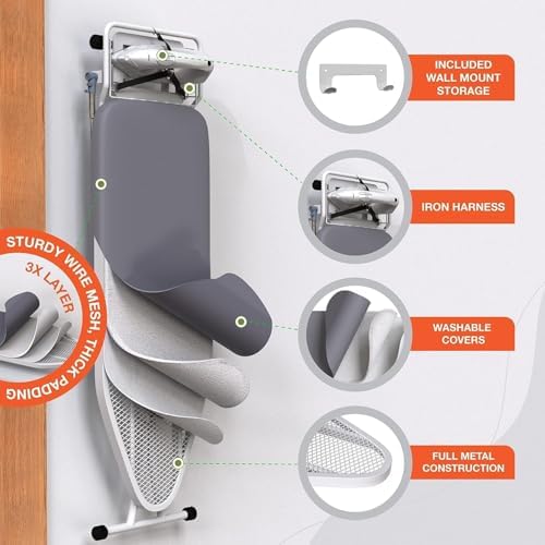 Full-Size Wall-Mountable Ironing Board