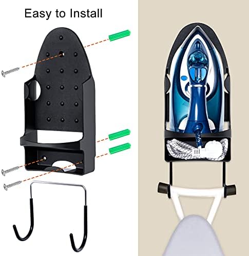 Ironing Board Hanger - Heat Resistant Wall-Mounted Organizer Black