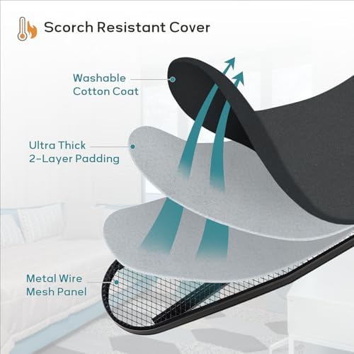 Premium Heavy Duty 48x15 Ironing Board with Adjustability and Storage