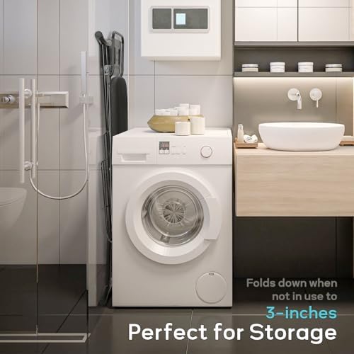 Premium Heavy Duty 48x15 Ironing Board with Adjustability and Storage