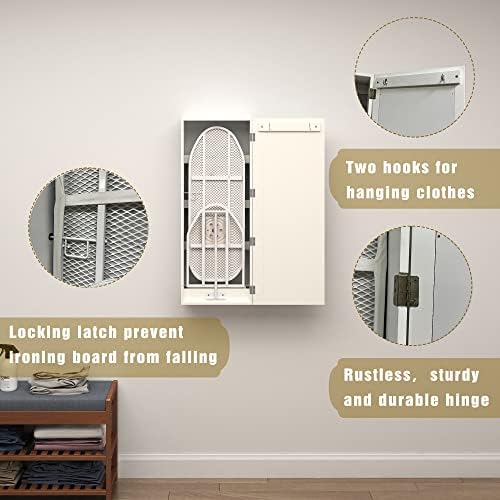 Swivel Ironing Board Wall Cabinet with Storage and Mirror