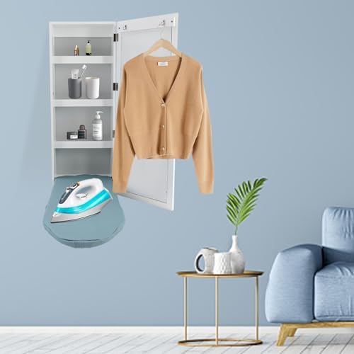 Wall Mounted Ironing Board with Storage Cabinet and Mirror