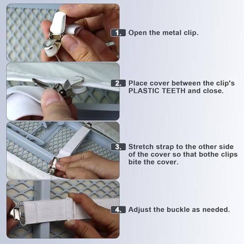 Secure Ironing Board Clips 4-Piece Set Fit 85 to 14 Covers