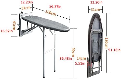 Folding Ironing Board with Cover and 90 Swivel for Kitchen Use