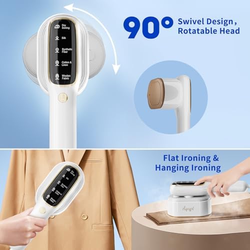 Aqeqpt Mini Steam Iron 15s Heatup 2-in-1 Gentle Crease Removal White