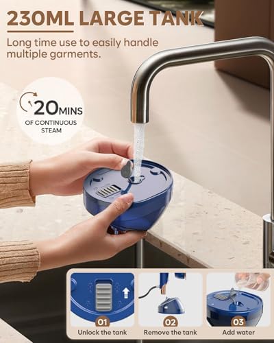 Compact Travel Steamer for Clothes 180 Rotation 1050W Effortless WRinkle Removal
