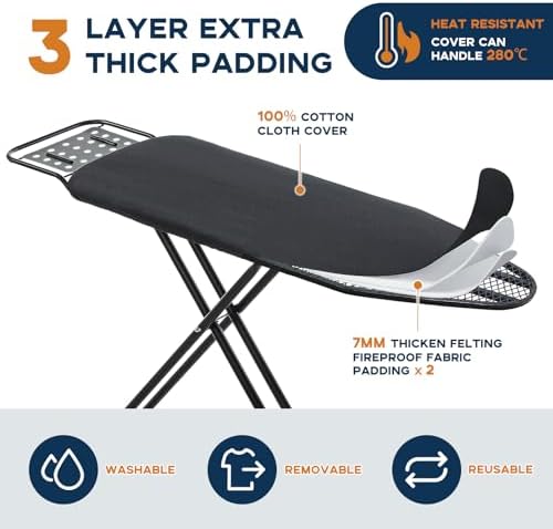 RAINHOL Heat-Resistant Extra Thick and-Sturdy Ironing Board