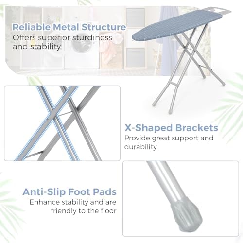 Giantex 7 Adjustable Heights Foldable Ironing Board wCarbon Steel Heat Resistant Folding Design