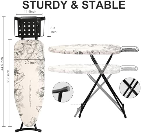 Foldable Ironing Board Adjustable Height White