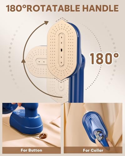 Compact Travel Steamer for Clothes 180 Rotation 1050W Effortless WRinkle Removal