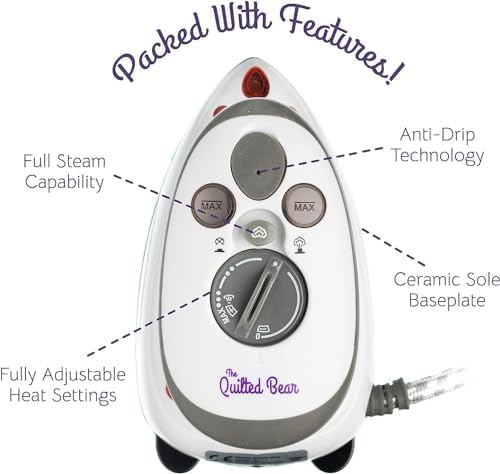 The Quilted Bear Mini Iron - Lightweight Steam Iron with Travel Case