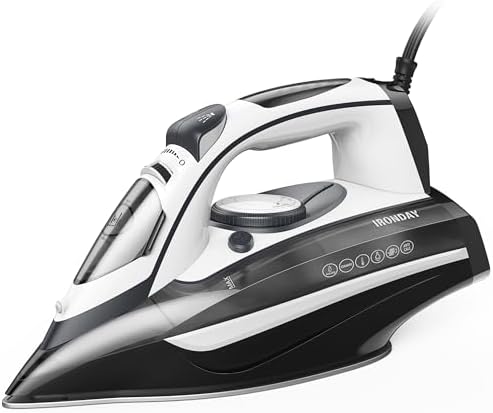 IRONDAY 1700W Steam Iron with Ceramic Soleplate and Auto-Off