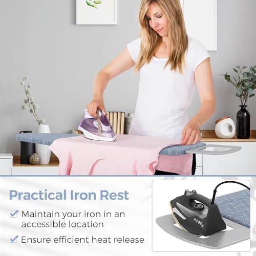 Giantex 7 Adjustable Heights Foldable Ironing Board wCarbon Steel Heat Resistant Folding Design