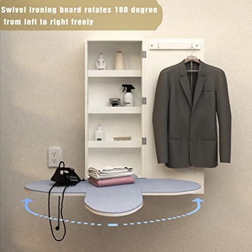Swivel Ironing Board Wall Cabinet with Storage and Mirror