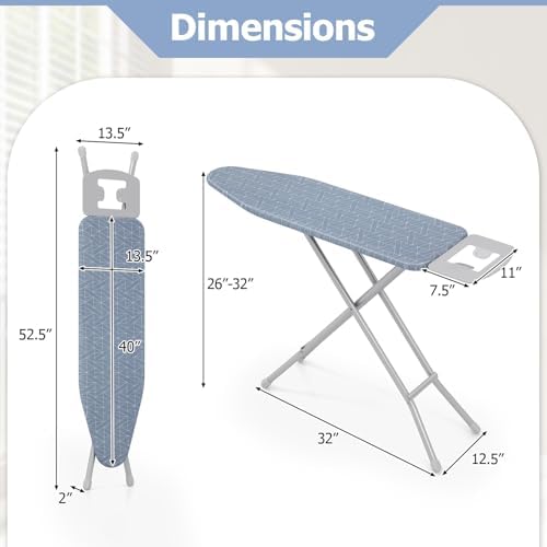 Giantex 7 Adjustable Heights Foldable Ironing Board wCarbon Steel Heat Resistant Folding Design