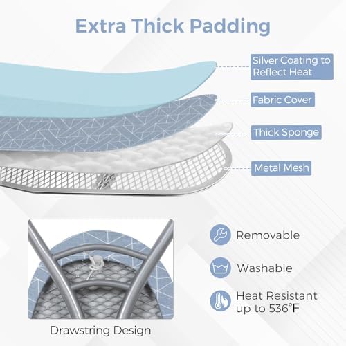 Giantex 7 Adjustable Heights Foldable Ironing Board wCarbon Steel Heat Resistant Folding Design