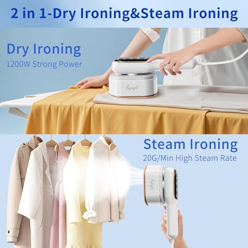 Aqeqpt Mini Steam Iron 15s Heatup 2-in-1 Gentle Crease Removal White
