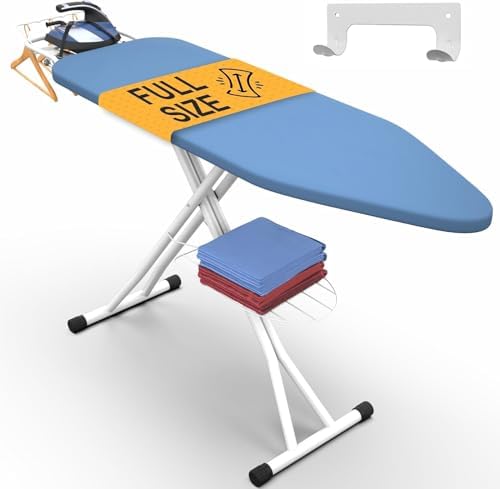 Full-Size Wall-Mounted Ironing Board with Heat-Resistant Surface
