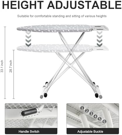 Space-Saving Foldable Ironing Board with Adjustable Height and Ergonomic Design
