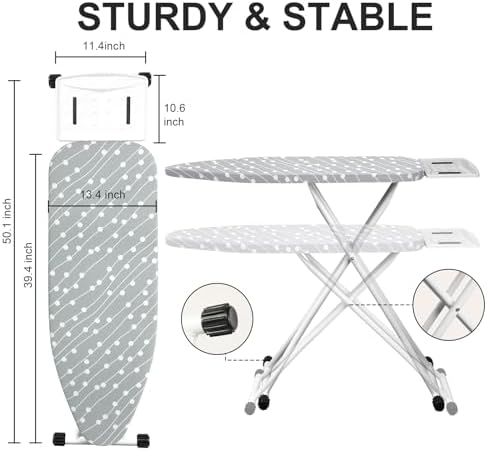 Space-Saving Foldable Ironing Board with Adjustable Height and Ergonomic Design