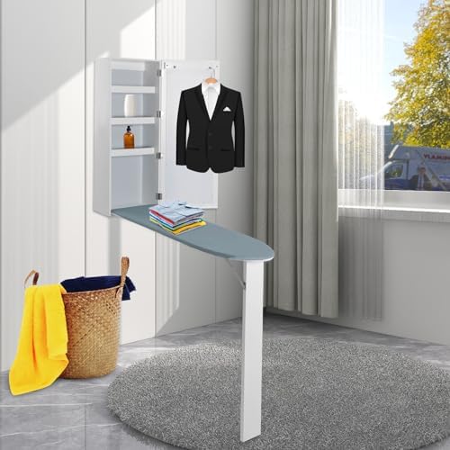 Wall Mounted Ironing Board with Storage Cabinet