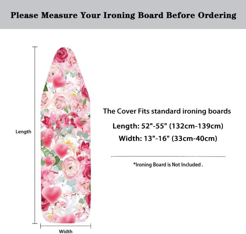 Elegant Pink Rose Ironing Board Cover - Non-Slip Easy to Clean Gift