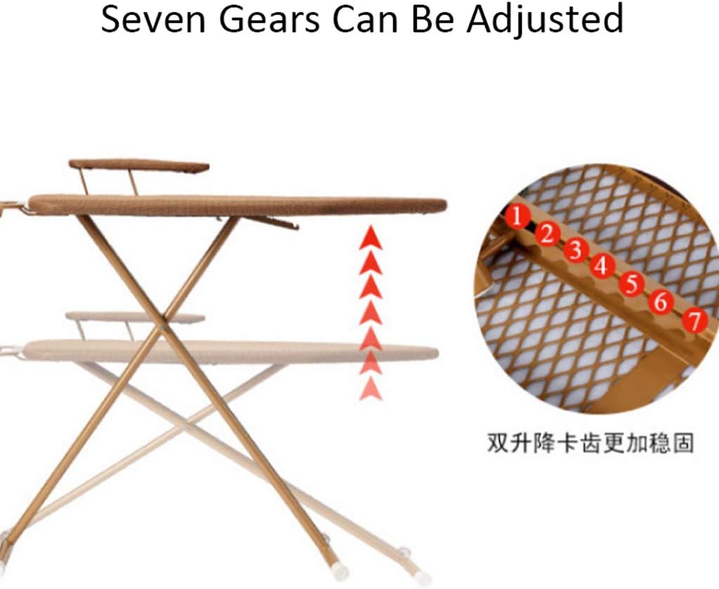 ZHDBDPro Ironing Board Large Foldable Retractable Multi-Functional Brown 122x98cm