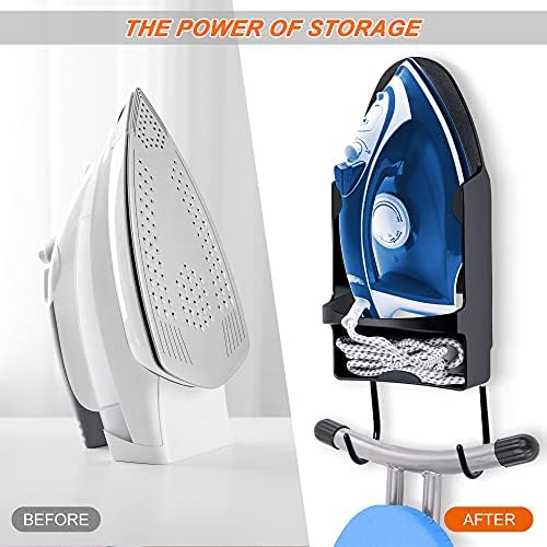 Ironing Board Hanger - Heat Resistant Wall-Mounted Organizer Black