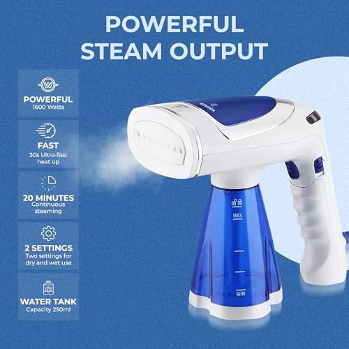 Elevanza Clothes Steamer 1600W Fast Wrinkle-Free Travel-Friendly