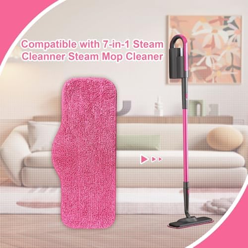 Microfiber Pink Steam Mop Pads 4 Pack for 7-in-1 Cleaner