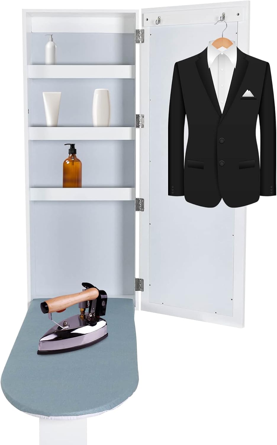 Wall Mounted Ironing Board with Storage Cabinet