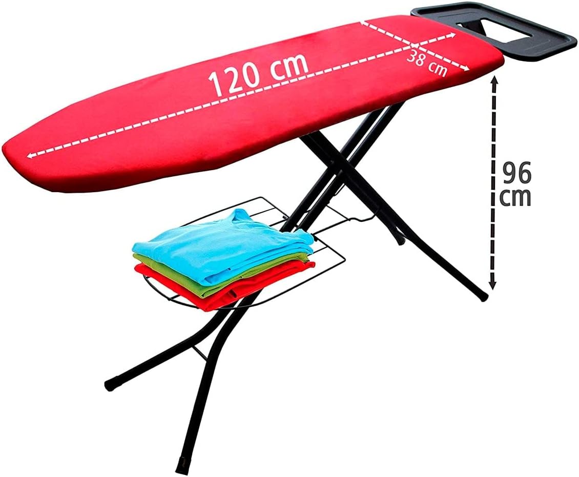 FOLDING IRONING BOARD WITH IRON REST