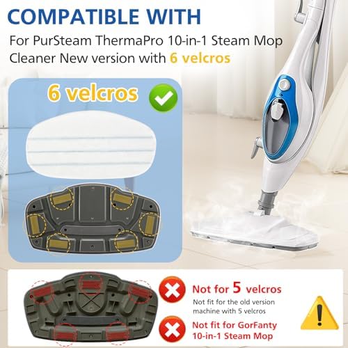 6 Pack Replacement Steam Mop Pads for PurSteam ThermaPro 10-in-1