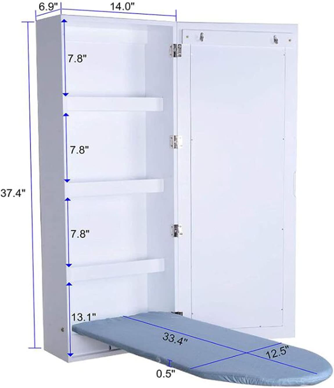 Wall-Mounted Ironing Board with Mirror