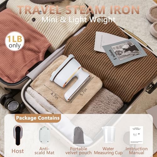 Tenhitoys Travel Steamer Iron Quick Steam LED Display 100ml Tank