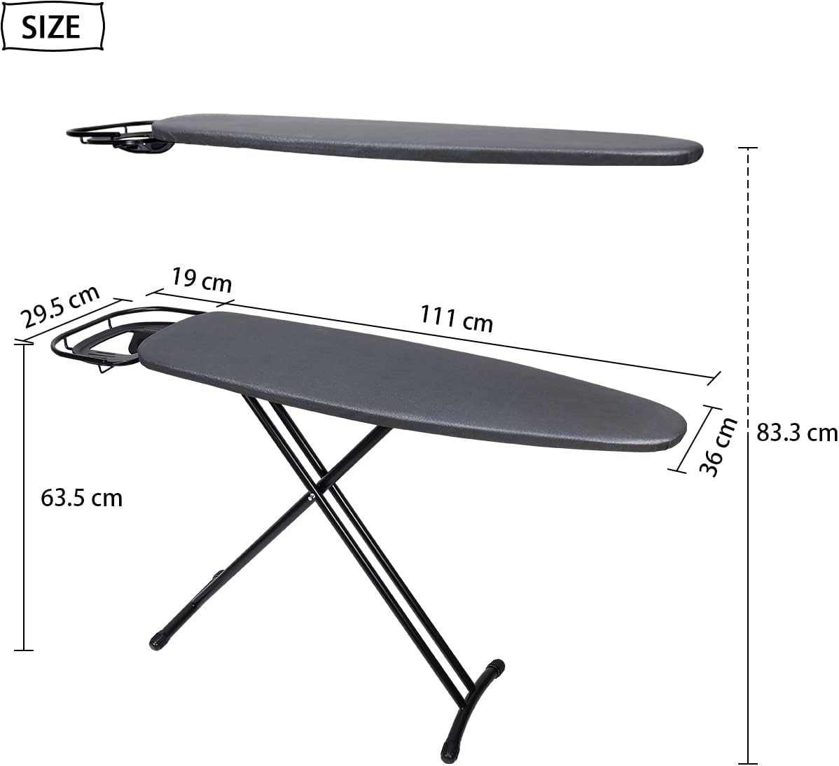 Professional Quality 14x43 Ironing Board with Retractable Rest