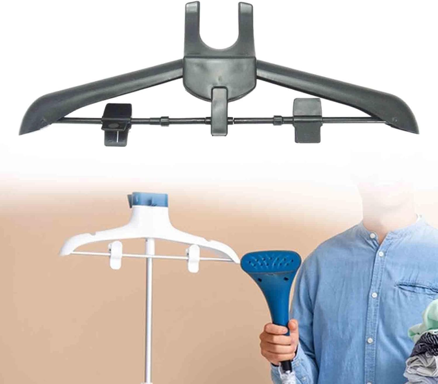 Compact Garment Steamer Hanger for Efficient Ironing Black 465cm