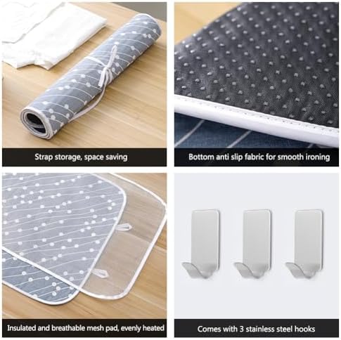 OLIZEE HANGING OVER DOOR IRONING MAT WITH 5 HOOKS