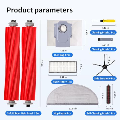 21 PCS Replacement Parts for Roborock S7 MaxV Ultra Robot Vacuum