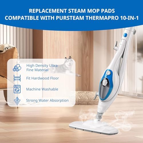 6 Pack Replacement Steam Mop Pads for PurSteam ThermaPro 10-in-1