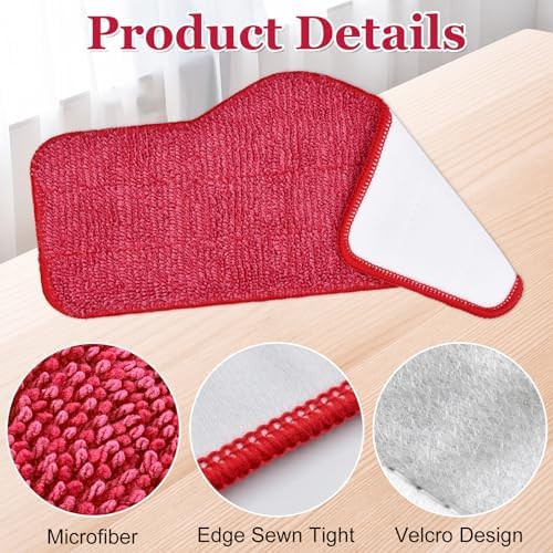Aiyiried Microfiber Steam Mop Pads 4 Pack Pink