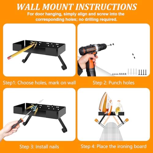 JUYSON - Wall Mount Ironing Board Holder for TY Legs Adjustable Durable