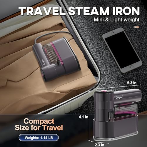 Quuejenl Travel Steamer Iron - 1000W Portable 2 in 1