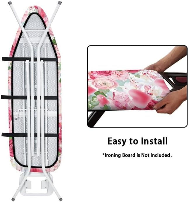 Elegant Pink Rose Ironing Board Cover - Non-Slip Easy to Clean Gift