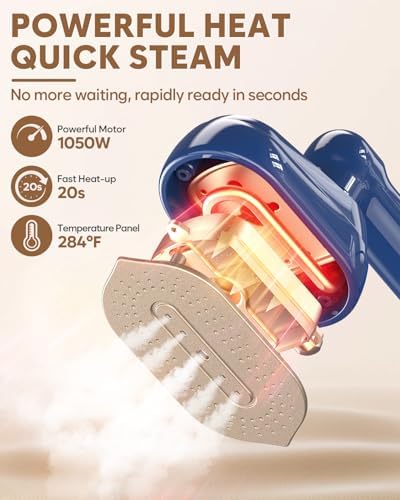 Compact Travel Steamer for Clothes 180 Rotation 1050W Effortless WRinkle Removal